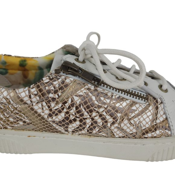 BORN Women's Tamara Sneakers 7M White Leather Lace Up Side Zipper Embossed - Picture 5 of 12